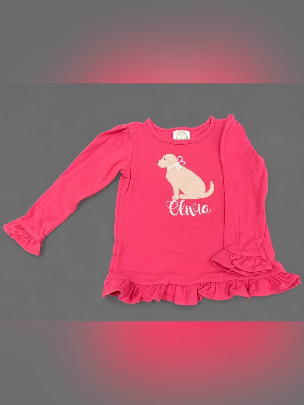 Blanks Boutique Olivia monogrammed dog shirt- EUC